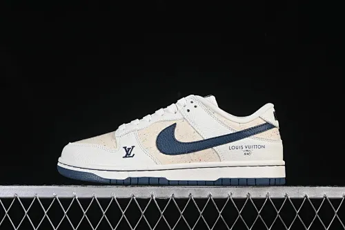All categories Nk SB Dunk Series Nk SB Dunk Low High-end customized low-top sneakers Nike SB Dunk Low LV co-branded off-white navy blue fabric High-end customized low-top casual sneakers SC0601-478